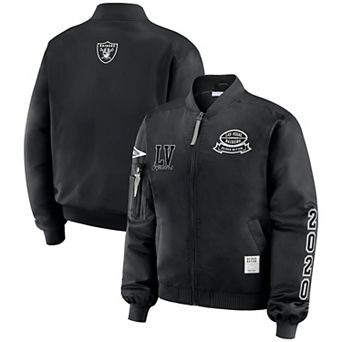 Women's WEAR by Erin Andrews Black Las Vegas Raiders Patch Full-Zip Bomber Jacket
