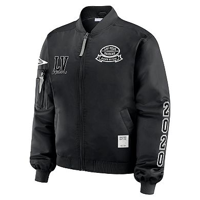 Women's WEAR by Erin Andrews Black Las Vegas Raiders Patch Full-Zip Bomber Jacket