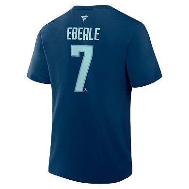 Men's Fanatics Jordan Eberle Navy Seattle Kraken Authentic Stack Name & Number T-Shirt