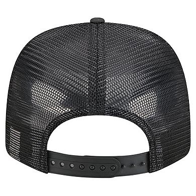 Men's New Era Black Pittsburgh Penguins Quilted Nylon 9SEVENTY Adjustable Trucker Hat