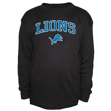 Men's Fanatics Black Detroit Lions Big & Tall Thermal Long Sleeve Crew Neck T-Shirt