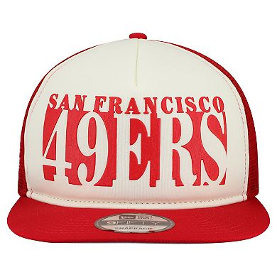 Men's New Era Cream/Scarlet San Francisco 49ers Cutout A-Frame 9FIFTY Snapback Hat