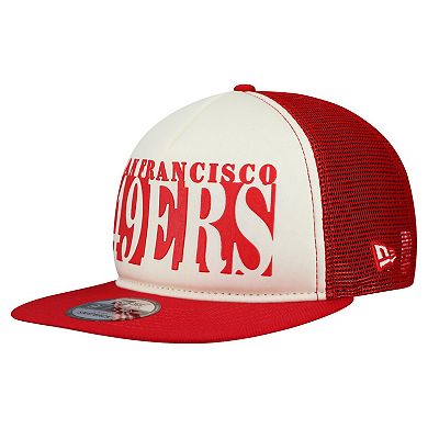 Men's New Era Cream/Scarlet San Francisco 49ers Cutout A-Frame 9FIFTY Snapback Hat