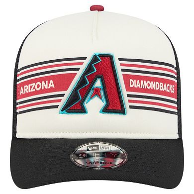 Men's New Era Cream/Black Arizona Diamondbacks Banner A-Frame 9FIFTY Trucker Snapback Hat