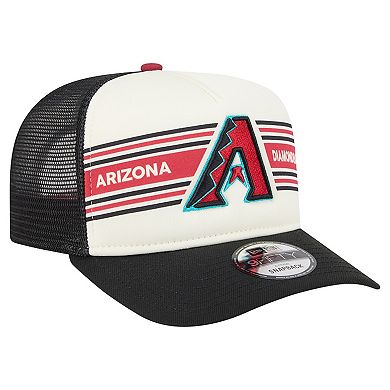 Men's New Era Cream/Black Arizona Diamondbacks Banner A-Frame 9FIFTY Trucker Snapback Hat