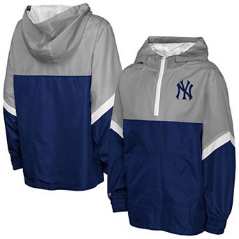 Men's Mitchell & Ness Navy/Gray New York Yankees Lightweight Anorak Half-Zip Hoodie