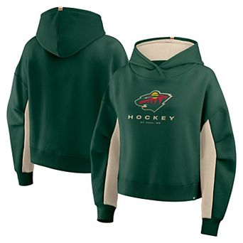 Women's Fanatics Green Minnesota Wild Back Check Boxy Hoodie