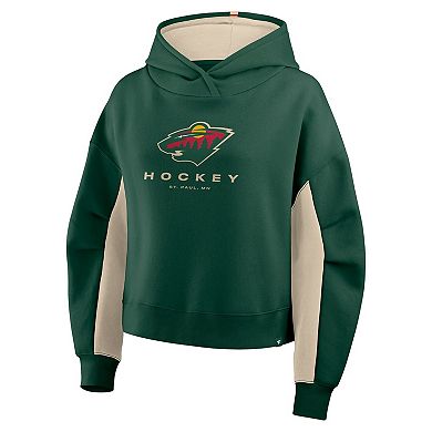 Women's Fanatics Green Minnesota Wild Back Check Boxy Hoodie