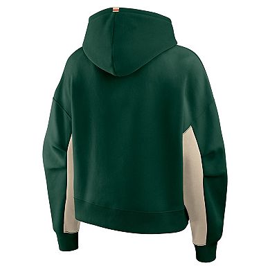 Women's Fanatics Green Minnesota Wild Back Check Boxy Hoodie