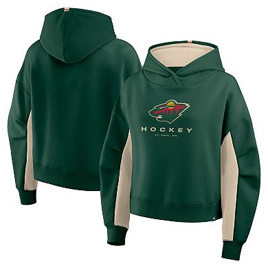 Women's Fanatics Green Minnesota Wild Back Check Boxy Hoodie