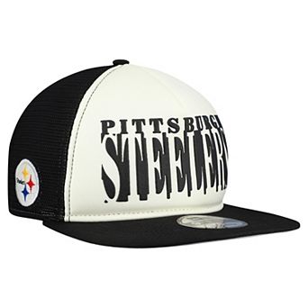 Men's New Era Cream/Black Pittsburgh Steelers Cutout A-Frame 9FIFTY Snapback Hat