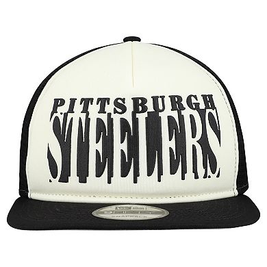 Men's New Era Cream/Black Pittsburgh Steelers Cutout A-Frame 9FIFTY Snapback Hat