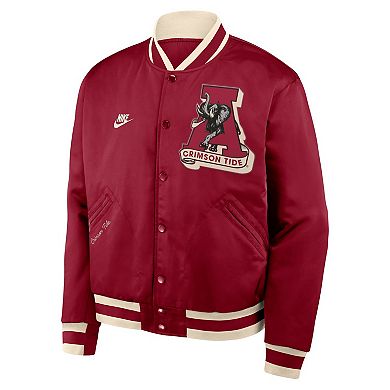 Men's Nike Crimson Alabama Crimson Tide Legacy Full-Snap Bomber Jacket