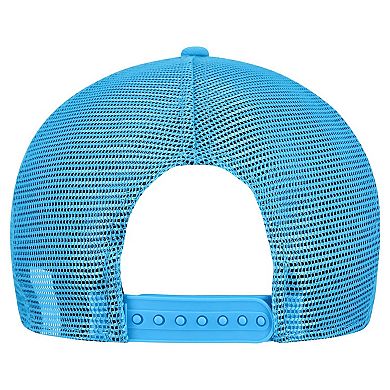 Men's New Era Gray/Blue Carolina Panthers Cork Split Panel 9FIFTY Trucker Snapback Hat