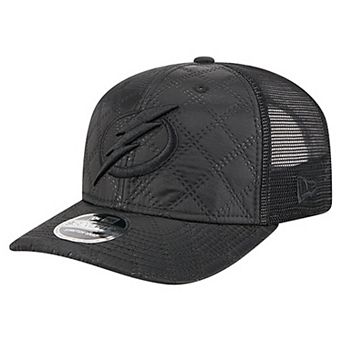 Men's New Era Black Tampa Bay Lightning Quilted Nylon 9SEVENTY Adjustable Trucker Hat