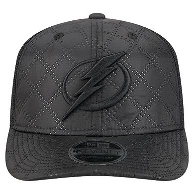Men's New Era Black Tampa Bay Lightning Quilted Nylon 9SEVENTY Adjustable Trucker Hat