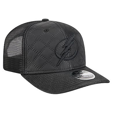 Men's New Era Black Tampa Bay Lightning Quilted Nylon 9SEVENTY Adjustable Trucker Hat