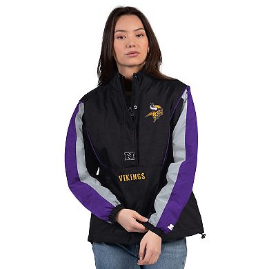 Women's Starter Black/Purple Minnesota Vikings Thursday Night Gridiron Half-Zip Jacket