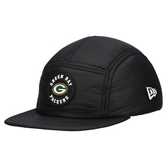 Men's New Era Black Green Bay Packers Quilted Camper Adjustable Hat