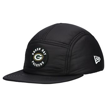 Men's New Era Black Green Bay Packers Quilted Camper Adjustable Hat