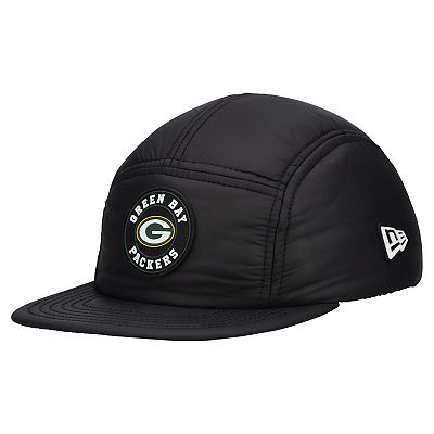 Men's New Era Black Green Bay Packers Quilted Camper Adjustable Hat