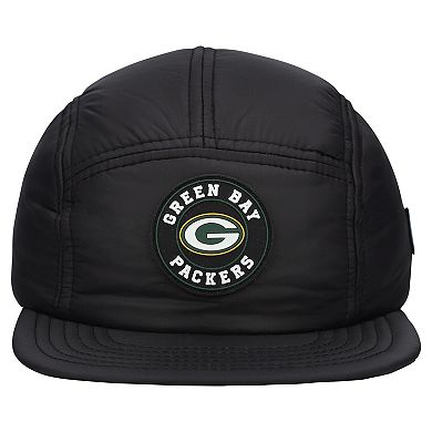 Men's New Era Black Green Bay Packers Quilted Camper Adjustable Hat