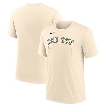 Men's Nike Natural Boston Red Sox Wordmark Tri-Blend T-Shirt