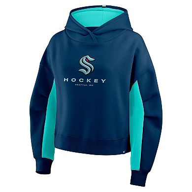 Women's Fanatics Deep Sea Blue Seattle Kraken Back Check Boxy Hoodie