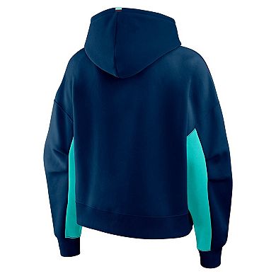 Women's Fanatics Deep Sea Blue Seattle Kraken Back Check Boxy Hoodie