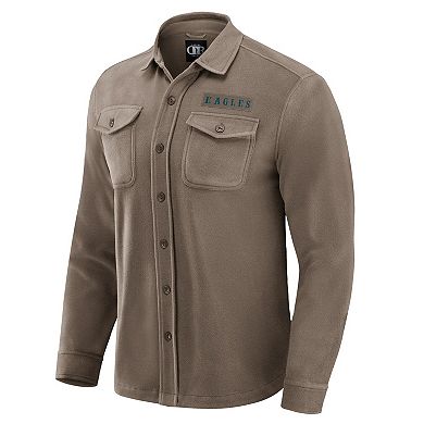 Men's Darius Rucker Collection by Fanatics Tan Philadelphia Eagles Polar Fleece Cozy Button-Up Shirt