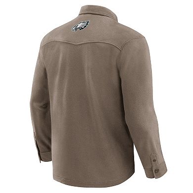 Men's Darius Rucker Collection by Fanatics Tan Philadelphia Eagles Polar Fleece Cozy Button-Up Shirt