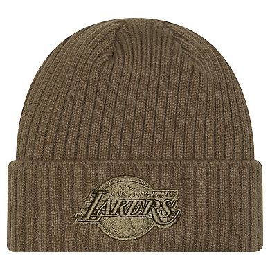 Men's New Era Olive Los Angeles Lakers Color Pack Cuffed Knit Hat