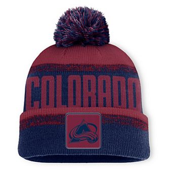 Men's Fanatics Navy/Burgundy Colorado Avalanche Fundamentals Thrive Cuffed Knit Hat with Pom