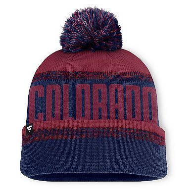 Men's Fanatics Navy/Burgundy Colorado Avalanche Fundamentals Thrive Cuffed Knit Hat with Pom