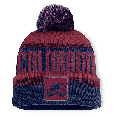 Men's Fanatics Navy/Burgundy Colorado Avalanche Fundamentals Thrive Cuffed Knit Hat with Pom