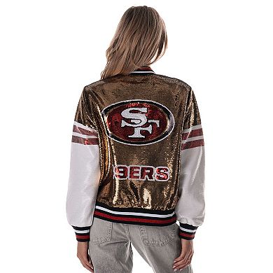 Women's The Wild Collective Gold San Francisco 49ers Sequin Bomber Jacket