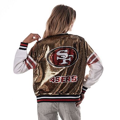 Women's The Wild Collective Gold San Francisco 49ers Sequin Bomber Jacket