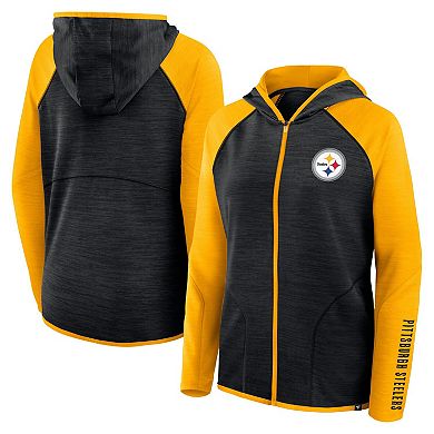 Women's Fanatics Black Pittsburgh Steelers Plus Size End Around Pass Full-Zip Hoodie