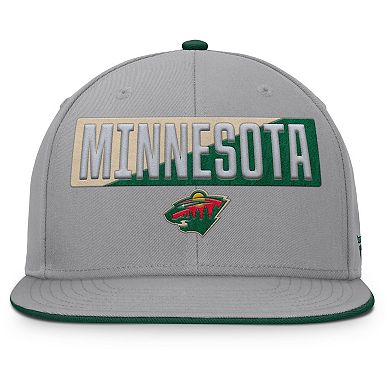 Men's Fanatics Gray Minnesota Wild Fundamentals Duo Split Logo Snapback Hat