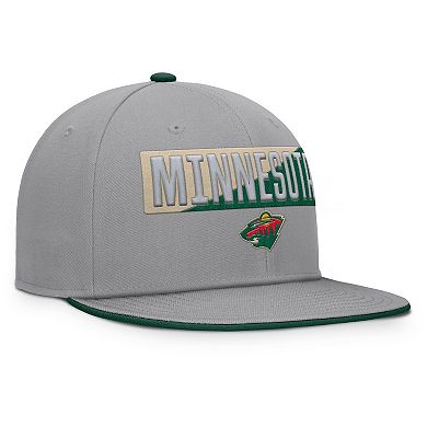 Men's Fanatics Gray Minnesota Wild Fundamentals Duo Split Logo Snapback Hat