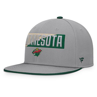 Men's Fanatics Gray Minnesota Wild Fundamentals Duo Split Logo Snapback Hat