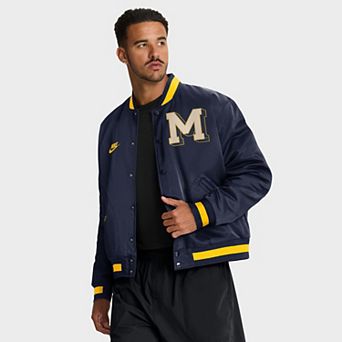 Men's Nike Navy Michigan Wolverines Legacy Full-Snap Bomber Jacket