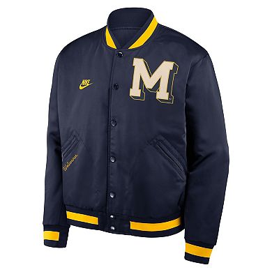 Men's Nike Navy Michigan Wolverines Legacy Full-Snap Bomber Jacket