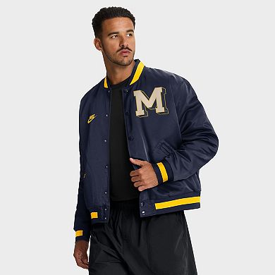 Men's Nike Navy Michigan Wolverines Legacy Full-Snap Bomber Jacket