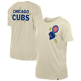 Women's New Era Cream Chicago Cubs Stars & Cap T-Shirt