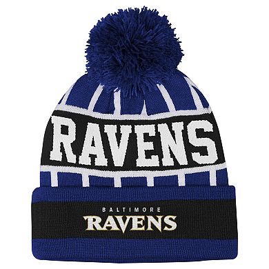 Youth Outerstuff Purple Baltimore Ravens Go Fast Cuffed Knit Hat with Pom