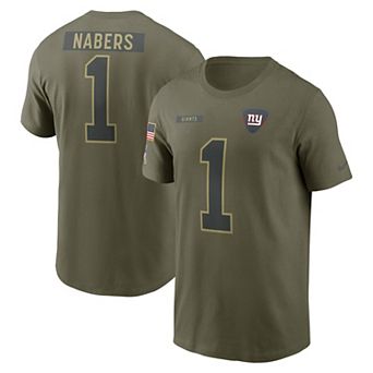Men's Nike Malik Nabers Olive New York Giants 2025 Salute to Service Name & Number T-Shirt