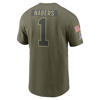 Men's Nike Malik Nabers Olive New York Giants 2025 Salute to Service Name & Number T-Shirt