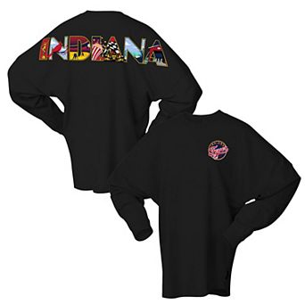 Women's Spirit Jersey Black Indiana Fever Oversized Preppy City Long Sleeve T-Shirt