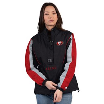 Women's Starter Black/Scarlet San Francisco 49ers Thursday Night Gridiron Half-Zip Jacket